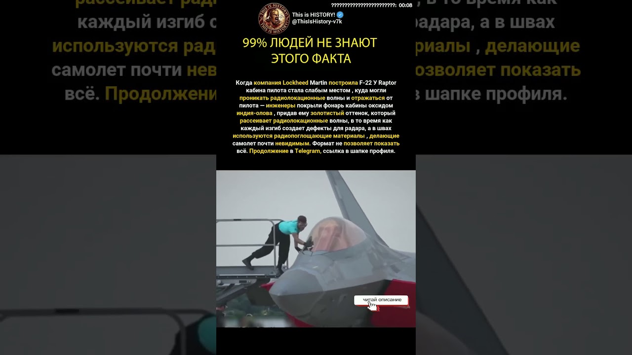 Почему у F 22 Raptor золотой фонарь кабины 🥇 😳 