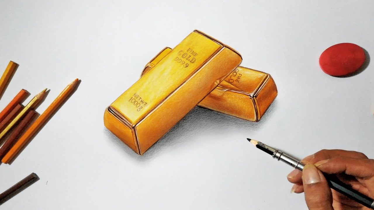 Menggambar 3D Realist GOLD dengan Pensil Warna