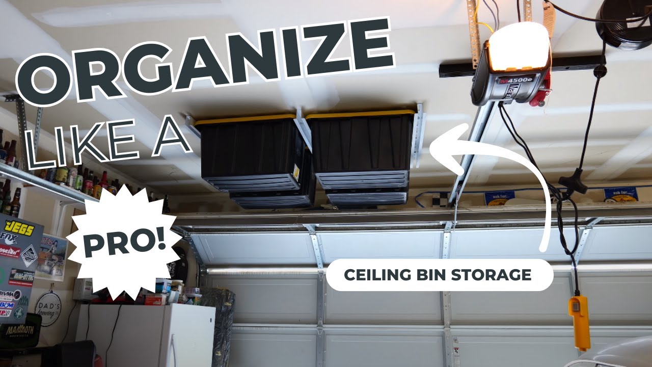 The Perfect Garage Organization Solution - Bin Slide by Ceiling Sam