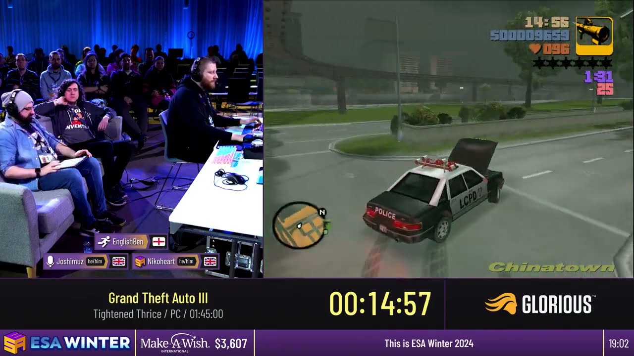 Grand Theft Auto III Tightened Thrice Speedrun - ESA Winter 2024