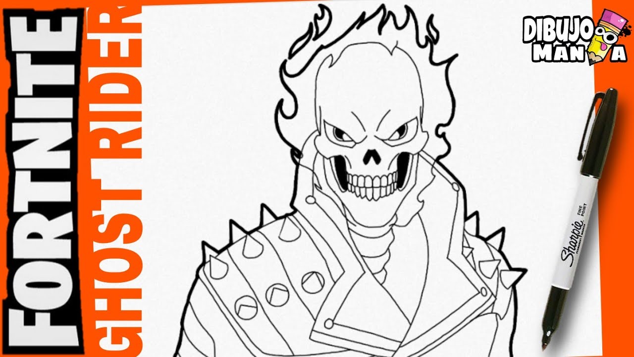 COMO DIBUJAR A GHOST RIDER DE FORTNITE PASO A PASO | how to draw fortnite ghost rider skin | easy
