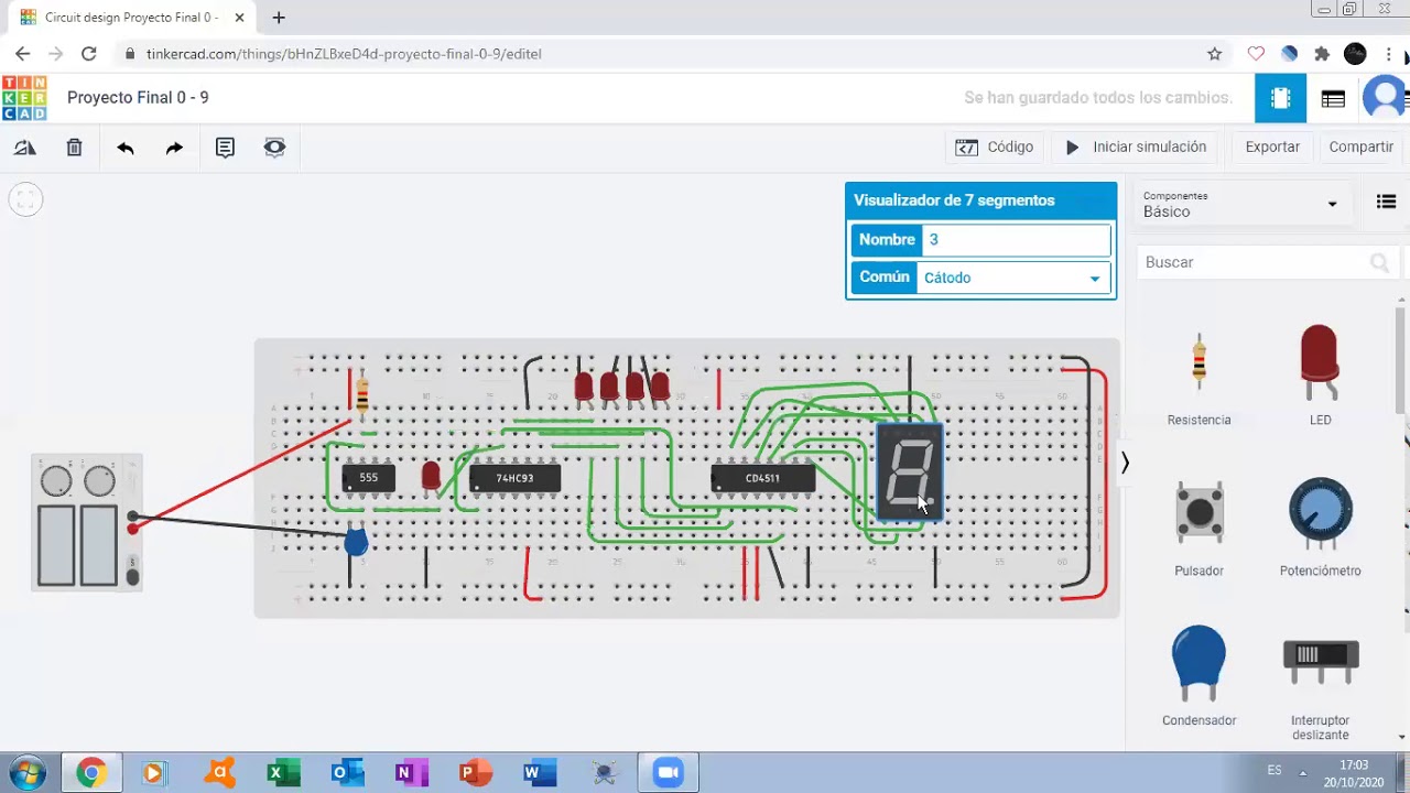 Contador Digital del 0 al 9 y 0 al 99 | Tinkercad | Ic555