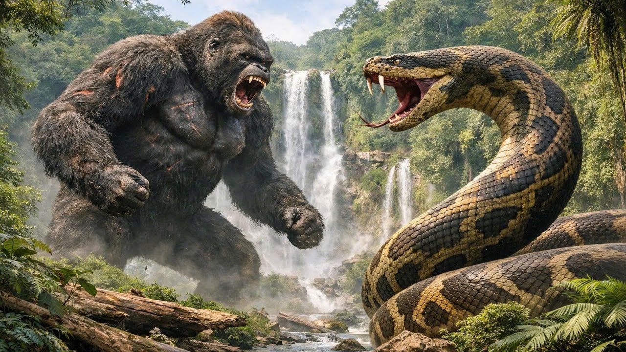 King Kong vs Giant Python - A battle to the death in the jungle