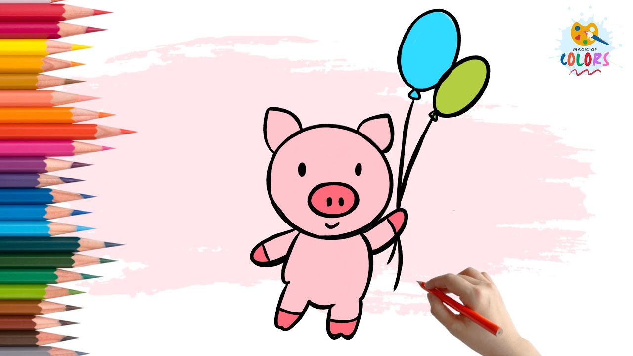 Let's draw a cute rig holding balloons