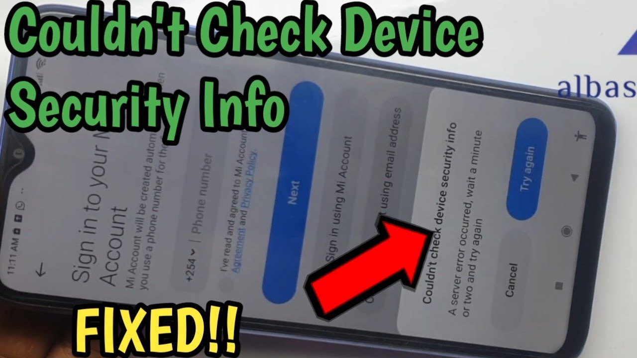 How to Fix couldn't check device security info a server error Sign in MI Account 100%