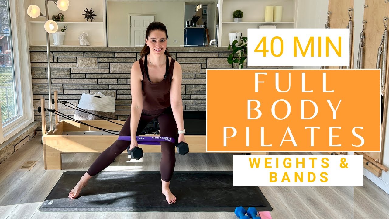 Full Body Strength | At-Home Mat Pilates with Weights Workout - 40 Minutes