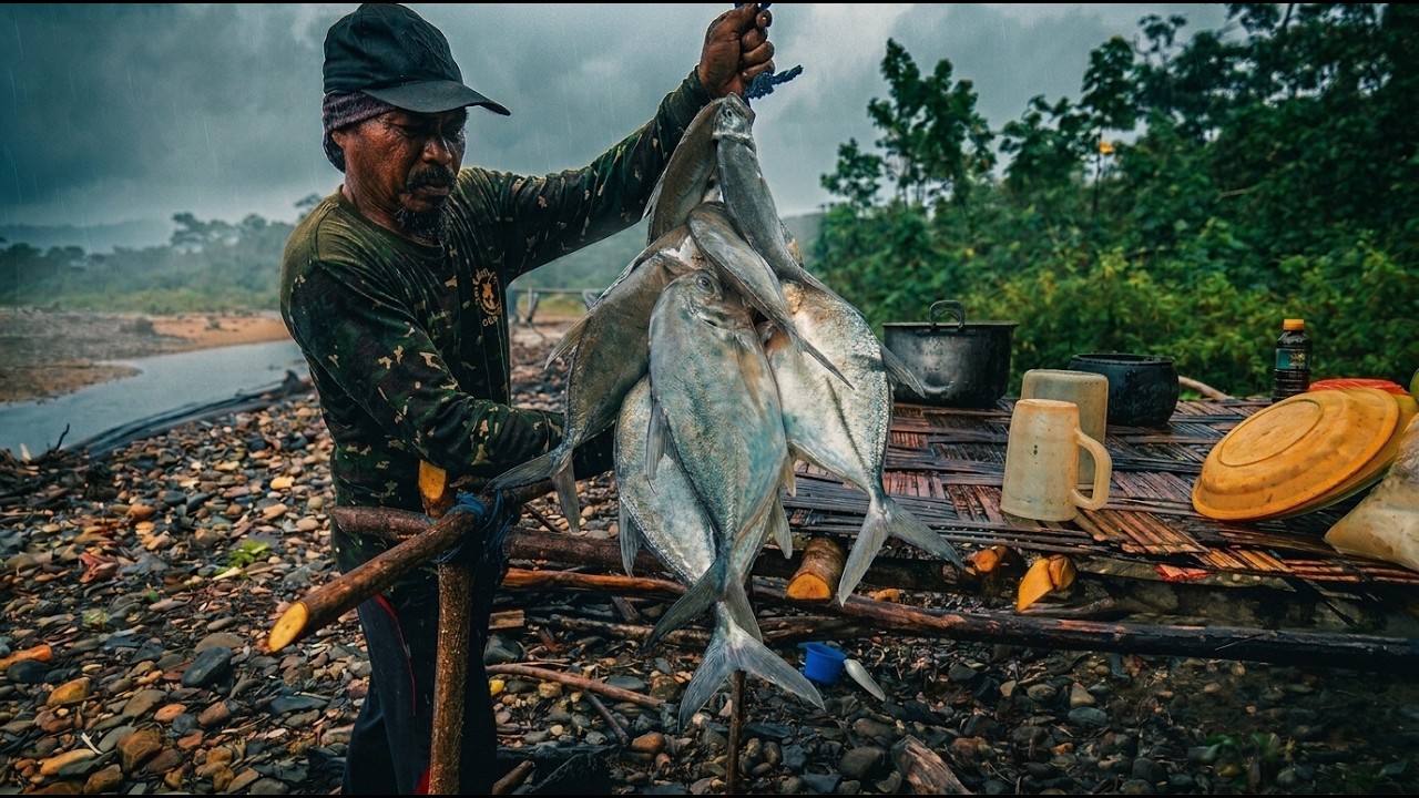 Jelajahi Yang Tidak Diketahui Berburu Predator Liar di Pantai Tak Berpenghuni | Camping Hujan Deras