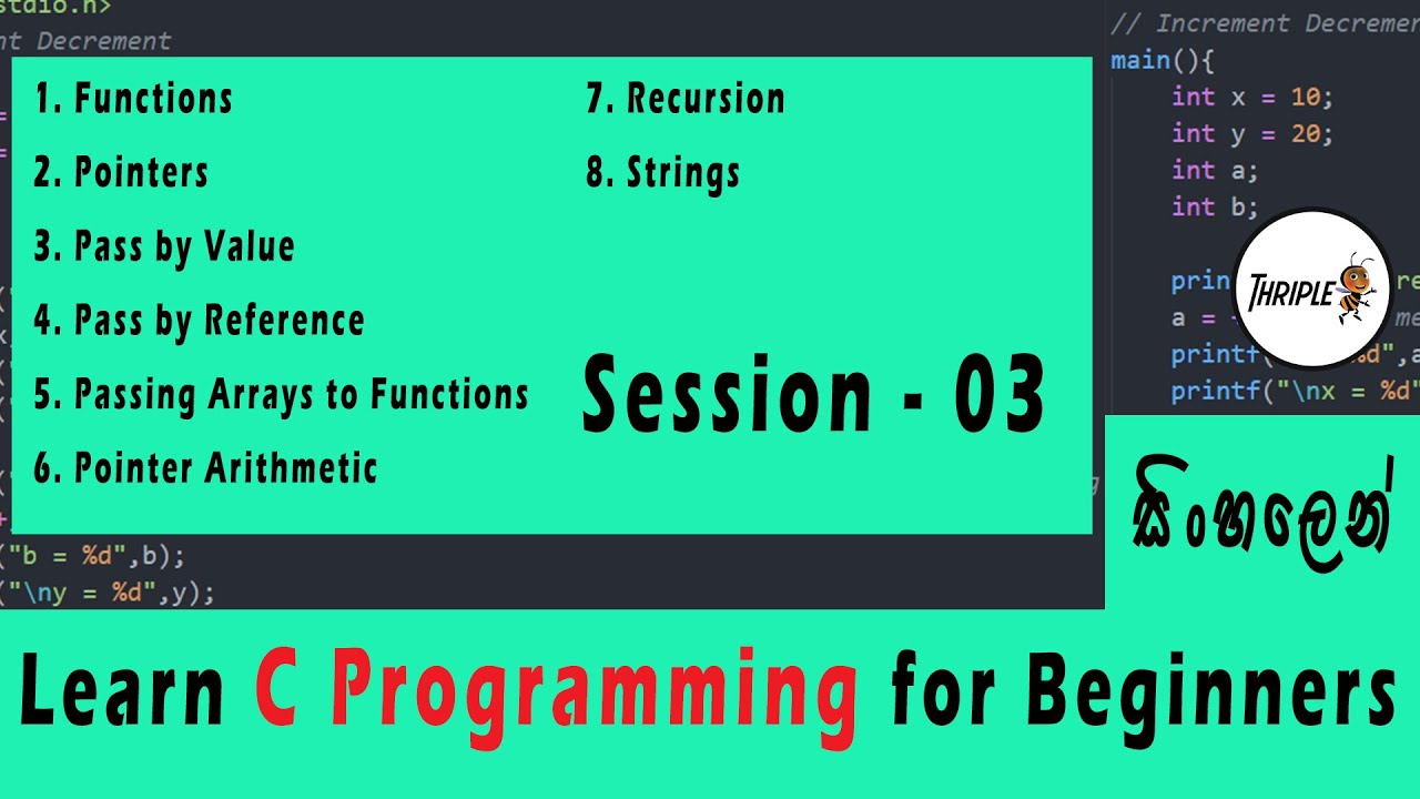 C Programming for Beginners with Examples - Session 03 - Sinhala