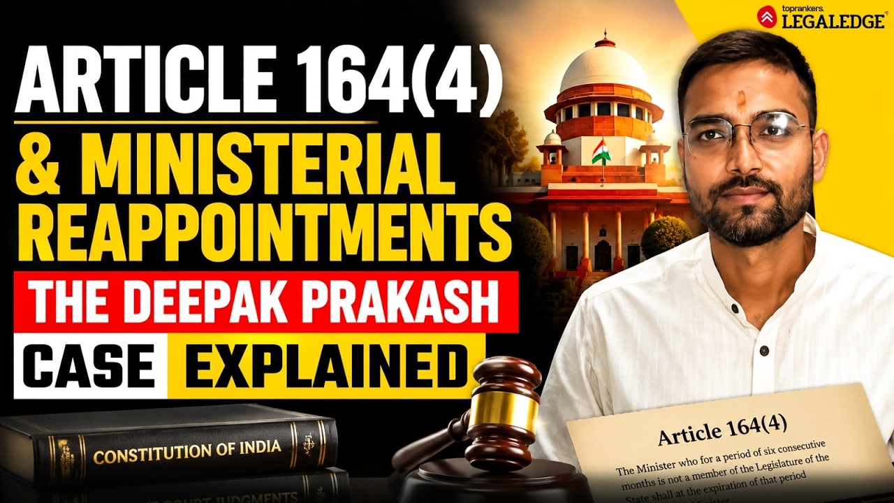 Article 164(4) & Ministerial Reappointments | The Deepak Prakash Case | CLAT 2027