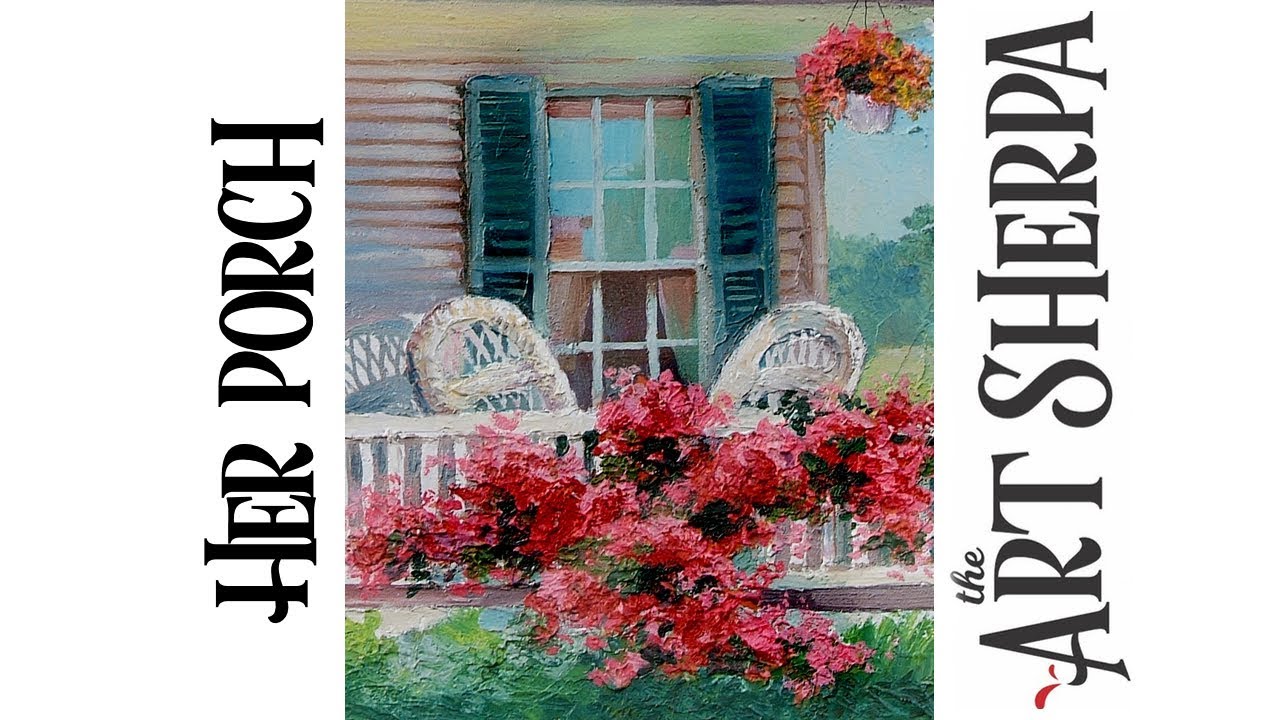 Bougainvillea vine sun porch How to paint with Acrylic on Canvas #playlive #derpsquad | TheArtSherpa