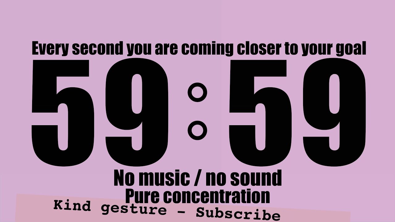 countdown study timer 1 hour no music no sound