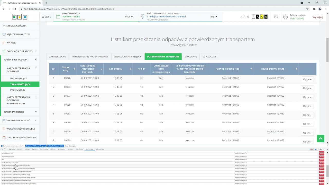 Rejestr BDO -  pobieranie danych z KPO/Transportujący do Excela! Darmowy skrypt WebScraper
