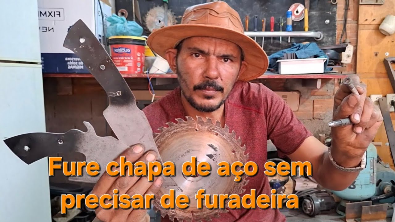 É muito fácil furar chapa de aço com ferramentas simples.!!!