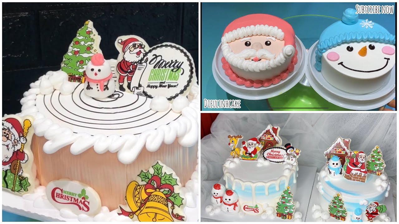 P1| Christmas theme cake decoration | trang trí bánh kem chủ đề Giáng Sinh , Noel, Người tuyết