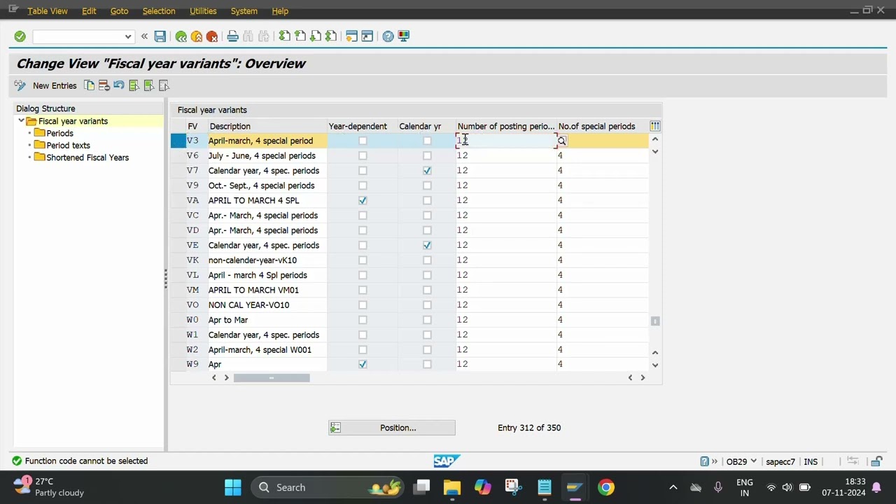 OB29 Create Fiscal Year Variant & OB37 Assign Fiscal Year Variant to Company Code in SAP