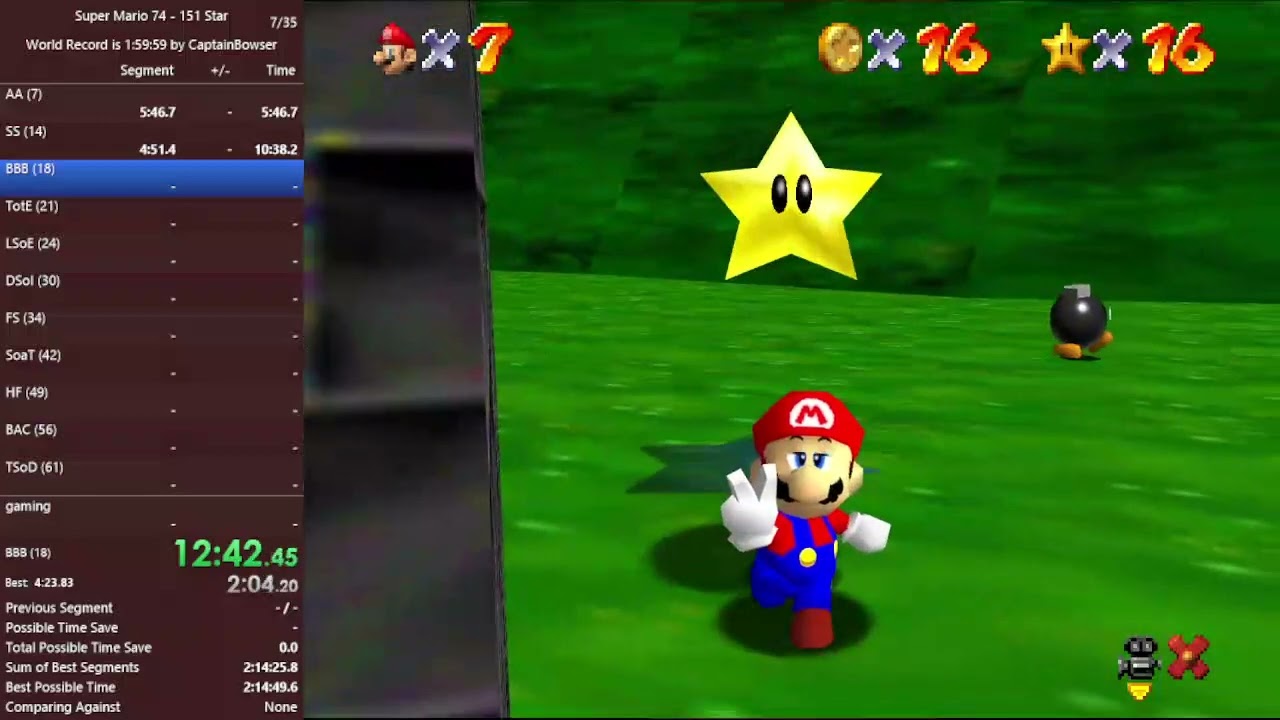 Super Mario 74 - 151 Star Speedrun in 2:19:06 (Former PB on 10/6/2022)