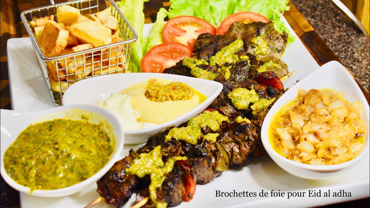 Brochettes de foie Special Eid al adha 2019 avec sa sauce passe partout  verte à la mère Diop
