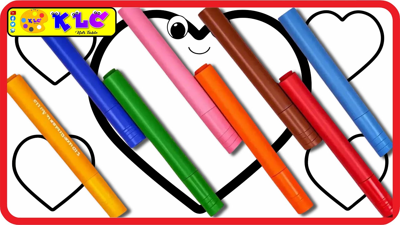( Hearts) Hearts and BIG Marker Pencil Coloring/Hearts Glitters/💖Fun&Art for Kids | KLC KIDS TABLE 🎨