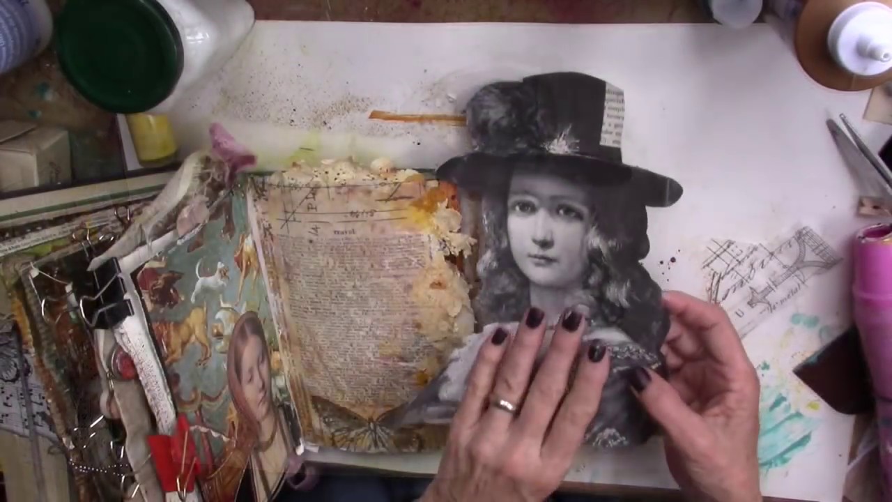 Altered Book #36 transfer with rusty doilies