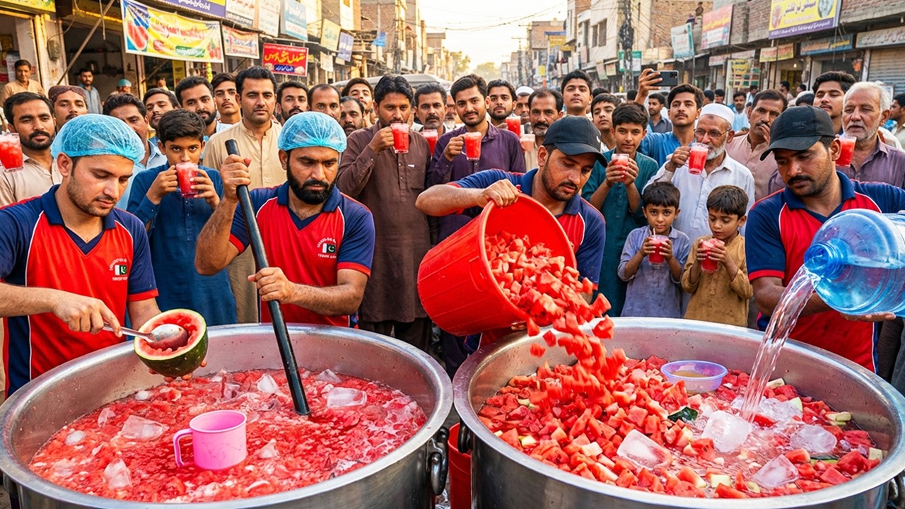 Refreshing Watermelon 🍉 Juice | Amazing Watermelon Cutting Skills | Famous Street Drink of Karachi