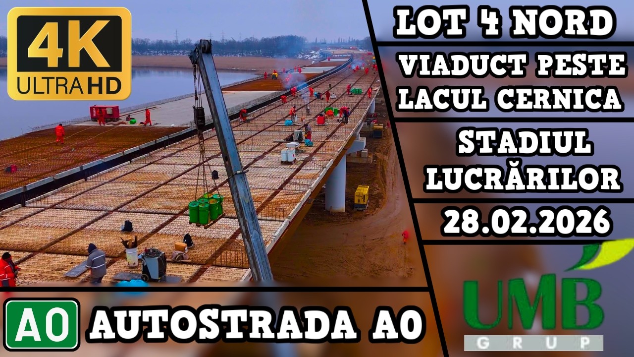 Autostrada A0 | Lot 4 Nord | Viaduct peste lacul Cernica | Stadiul lucrărilor la 28.02.2026 | UMB