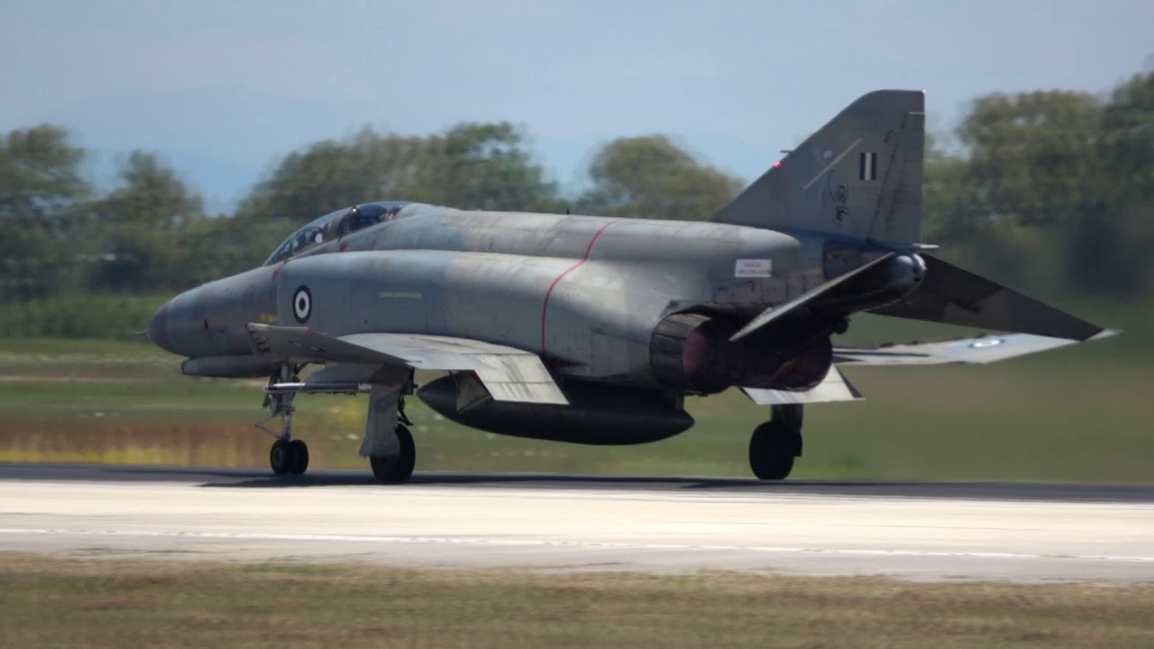 8 x F-4 AUP Phantom II taking off with full afterburner