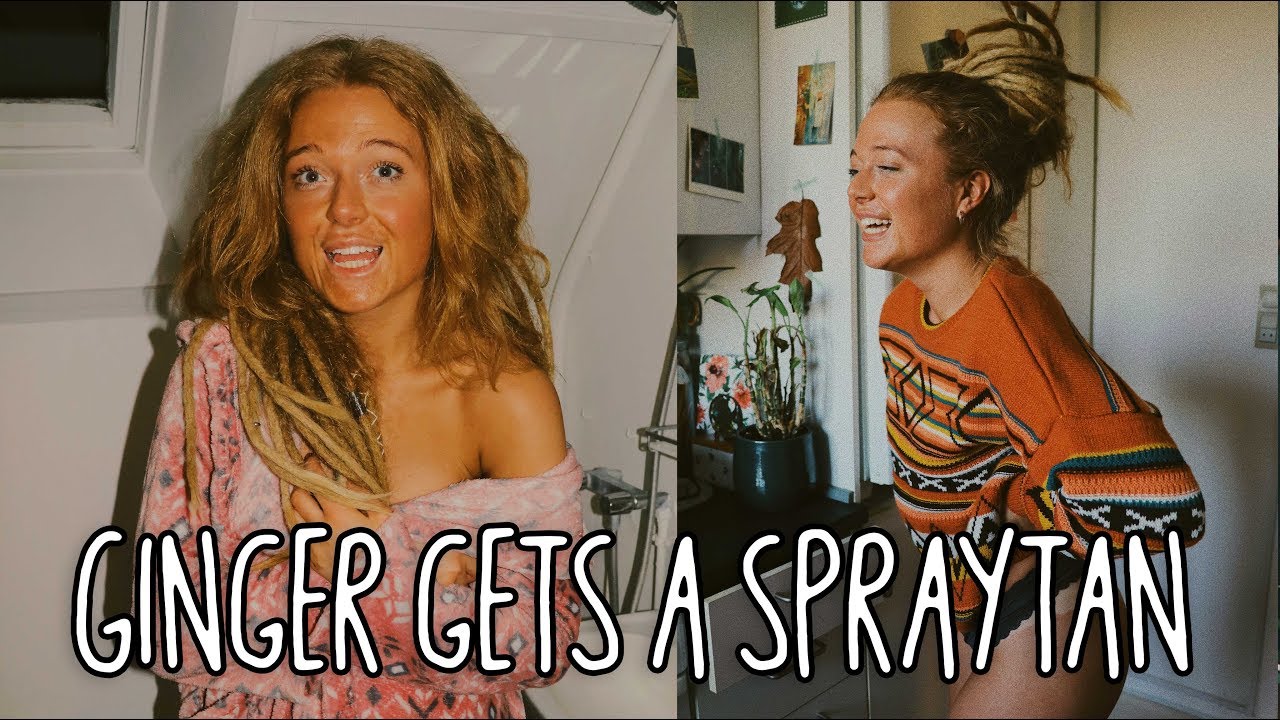 Pale ginger gets her first ever spraytan