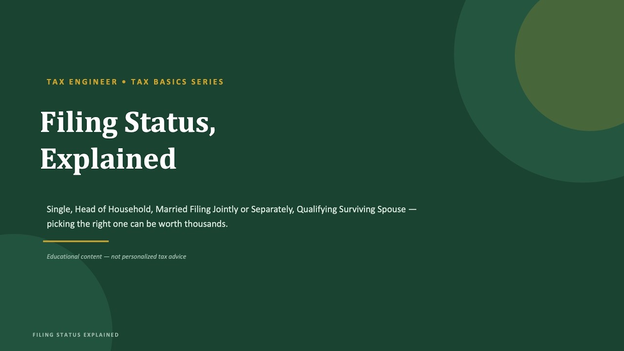 Filing Status Explained: Single vs Head of Household vs Married Filing Jointly | 2026 Tax Basics