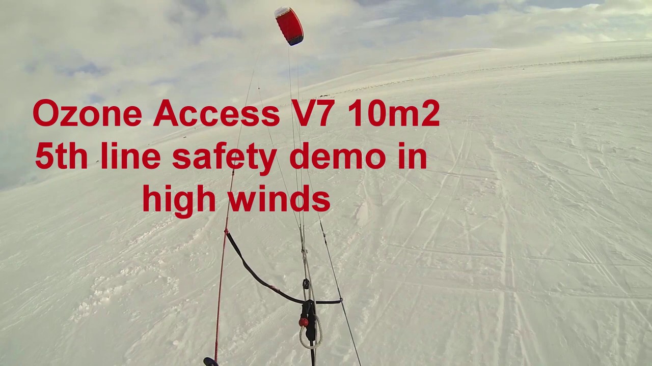 Ozone snow kite 5th line demo in strong winds