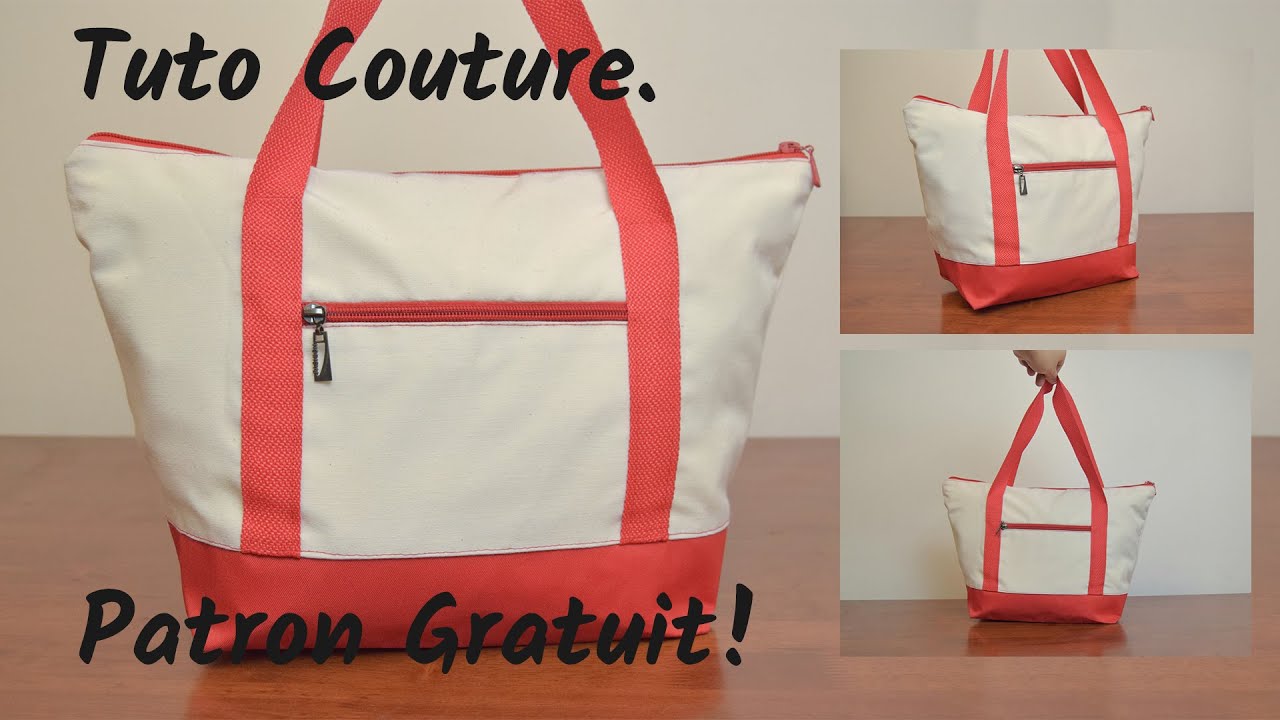 Comment coudre un sac cabas en tissu avec poche extérieure - Patron Gratuit - Couture Facile Mimi