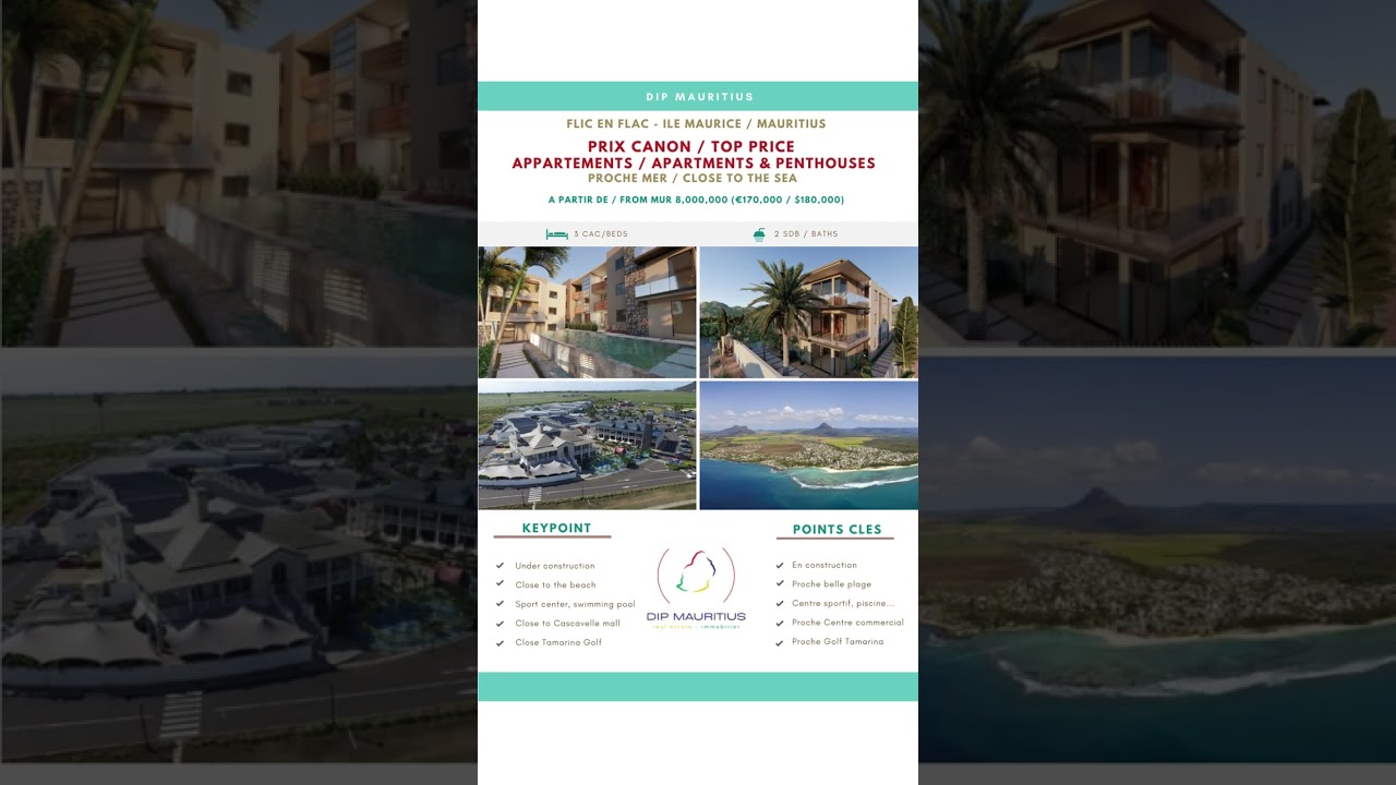 New / Nouveau &ndash; Projet immobilier / Real Estate project - Flic-en Flac &ndash; &icirc;le Maurice / Mauritius