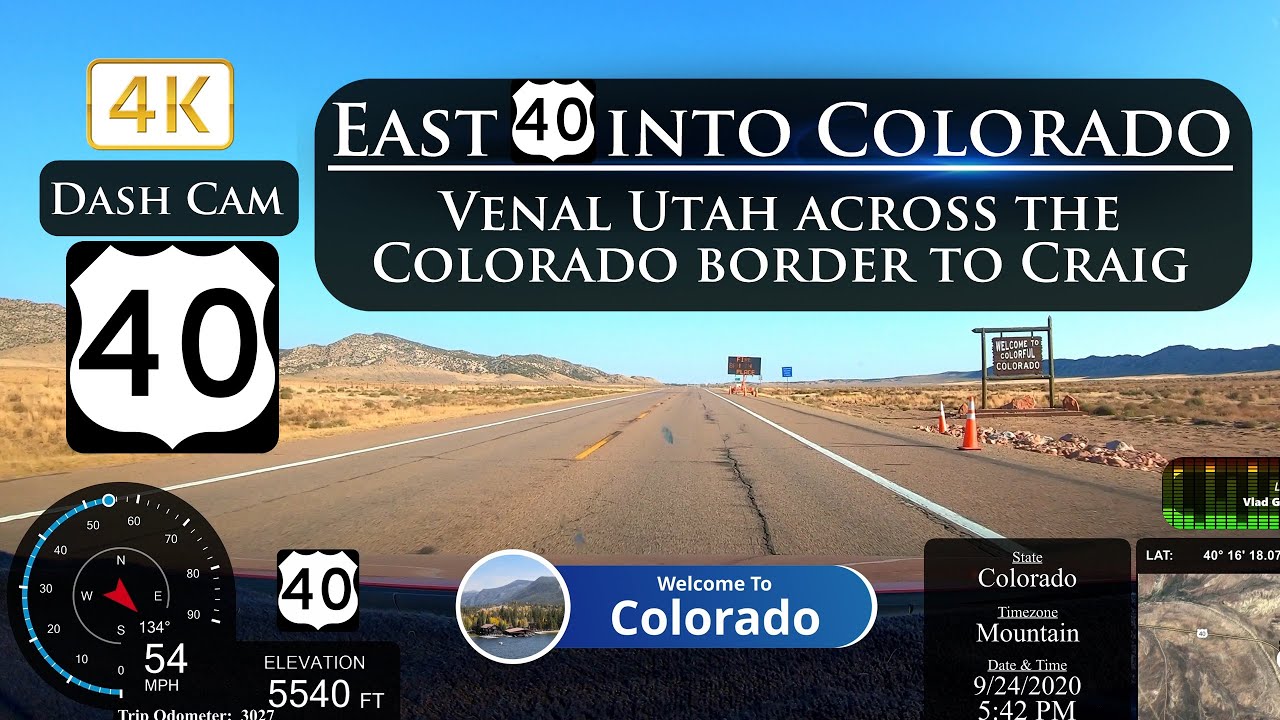 Driving East on US 40 from Vernal across the Colorado Border to Craig