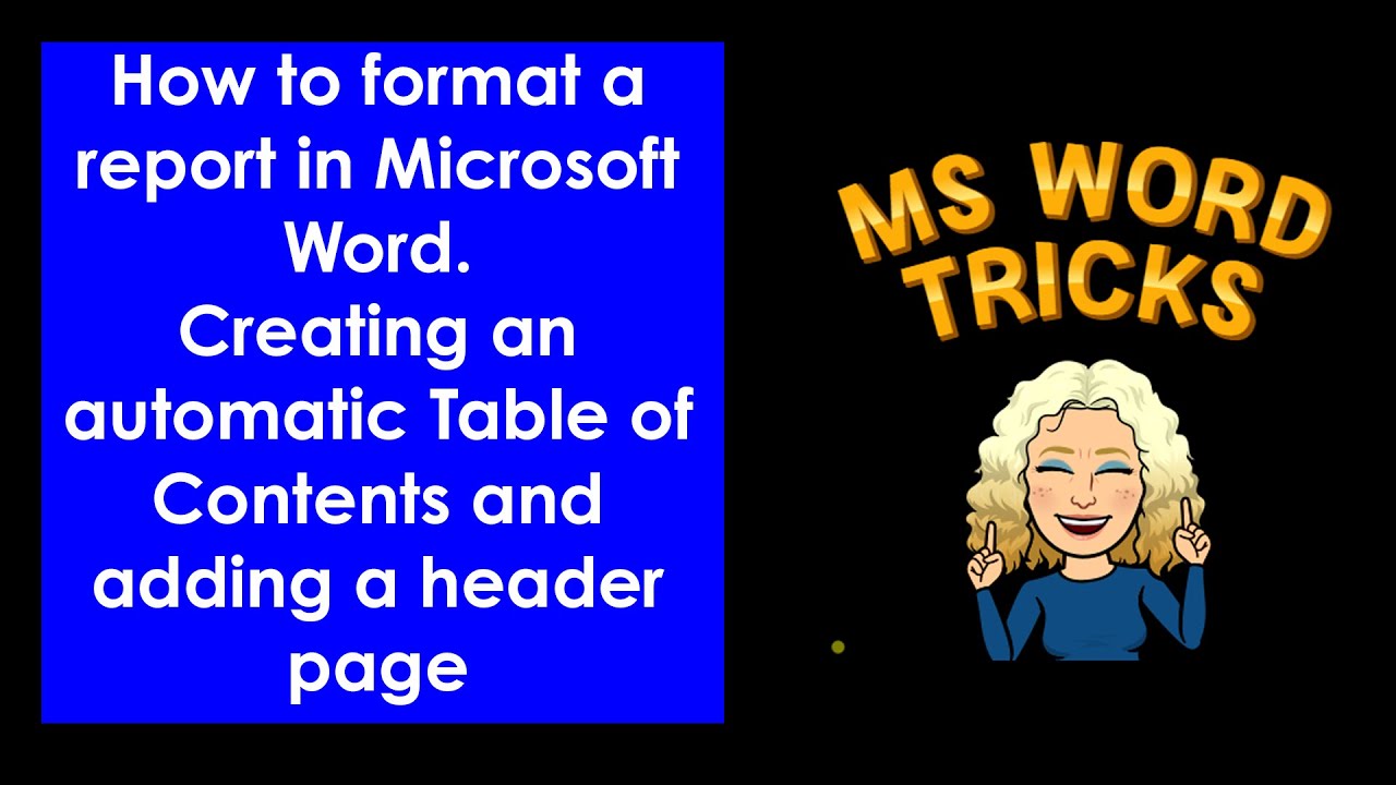 Setting up report format in a Word document