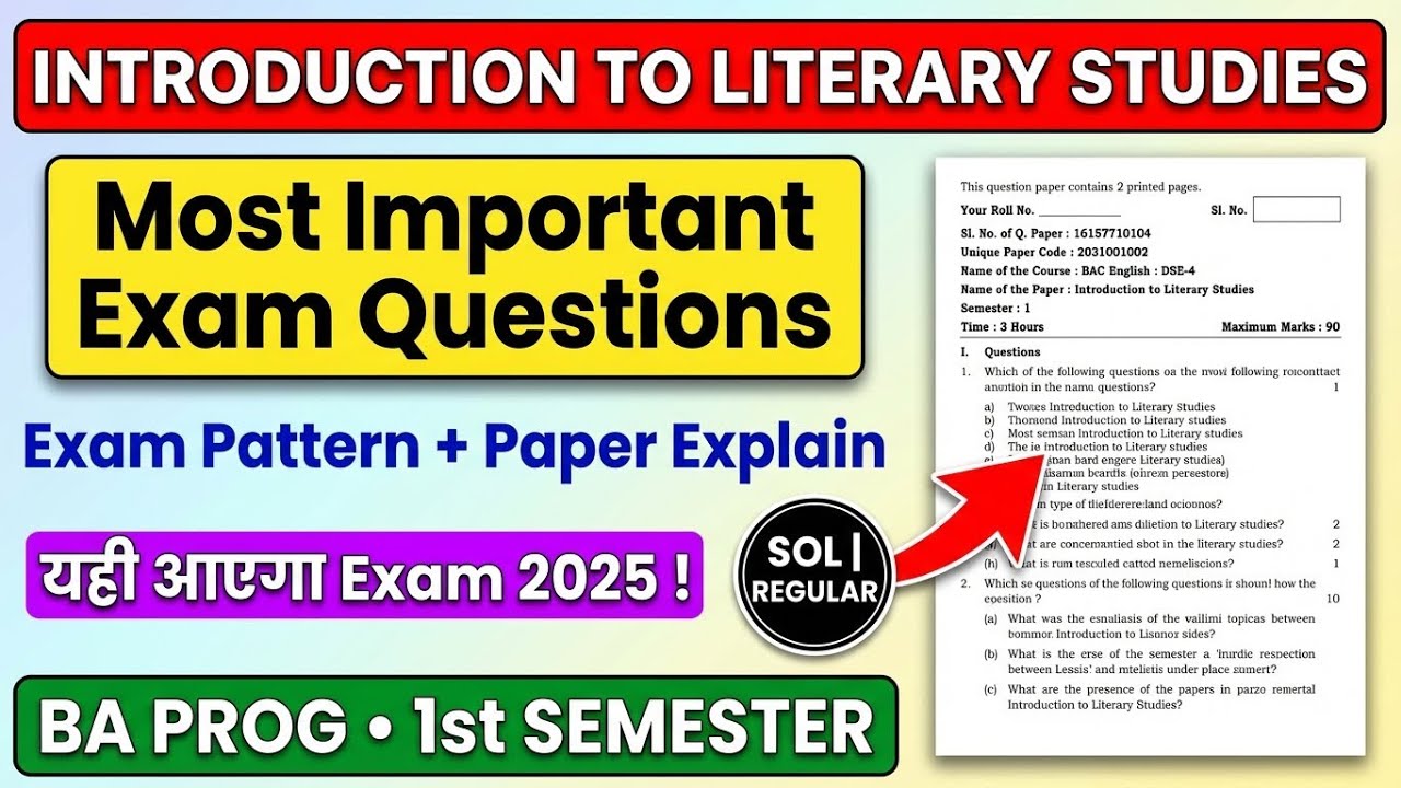 Introduction to Literary Studies Important Questions 1st semester BA Prog English SOL REGULAR