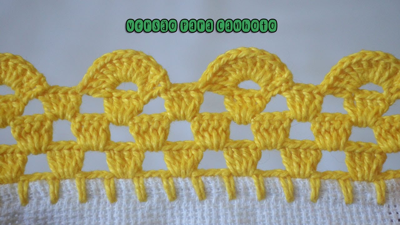 BARRADO DE CROCHÊ COM TÉCNICA CARREIRA ÚNICA #1262 versão para canhoto | BICO DE CROCHÊ
