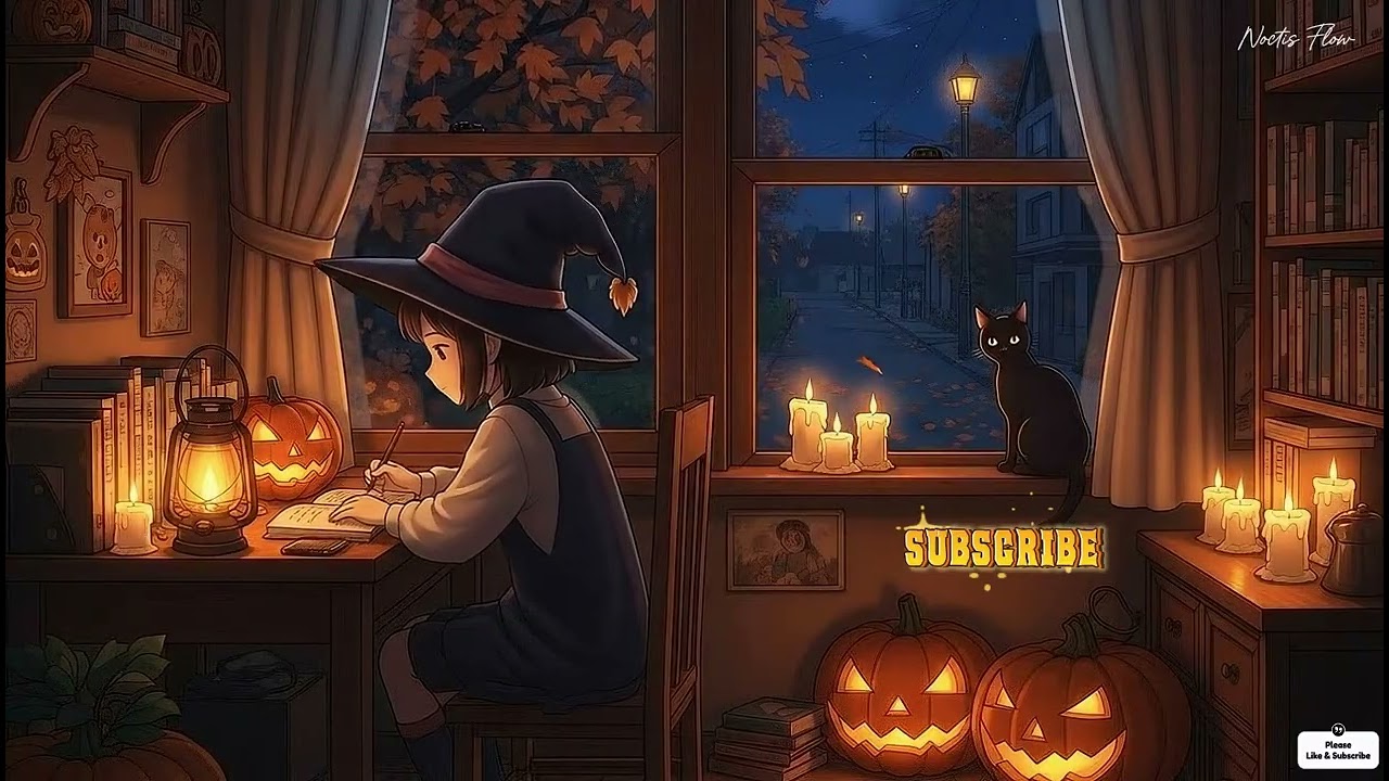 Lofi Radio Halloween Vibes, Midnight Spells & Falling Leaves – Cozy Witch Lo-Fi Mix.