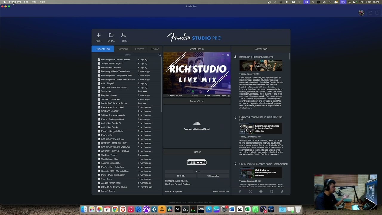 FENDER PRO 8 TEST INSTALL AND RUN - PRESONUS STUDIO ONE PRO - INDONESIAN