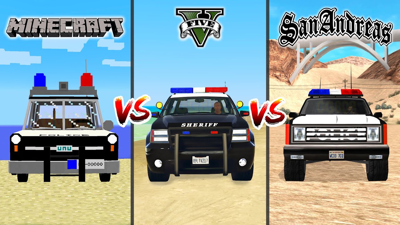 Minecraft Police car vs GTA 5 Police car vs GTA San Andreas Police car - which is best?