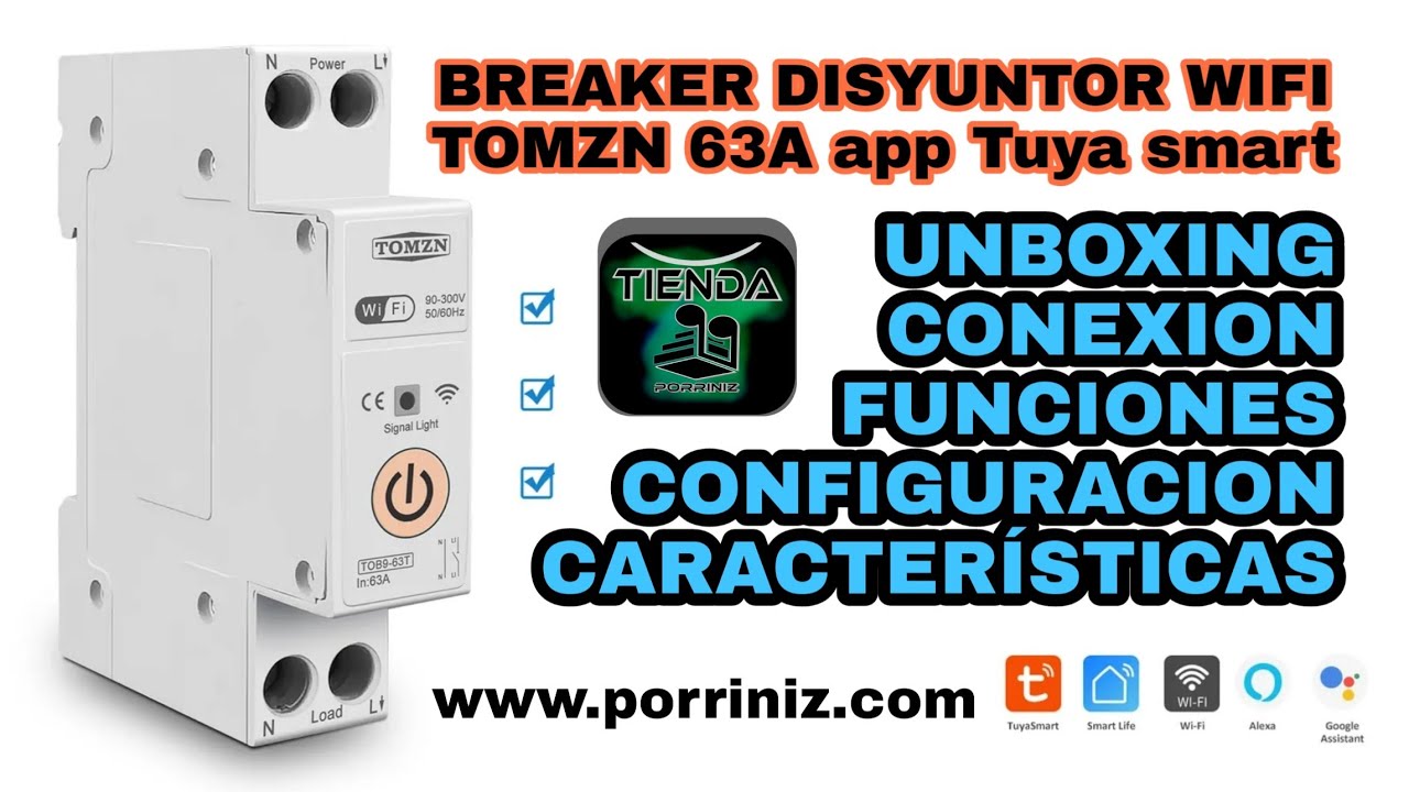 Breaker disyuntor wifi TOMZN 63a app tuya smart Life conexión configuración www.porriniz.com
