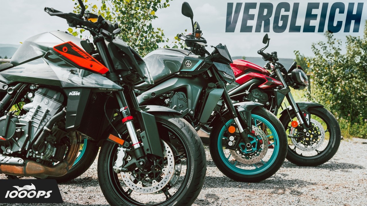 Nakedbike Vergleich 2024: KTM 990 Duke, MT-09, Street Triple RS im Test