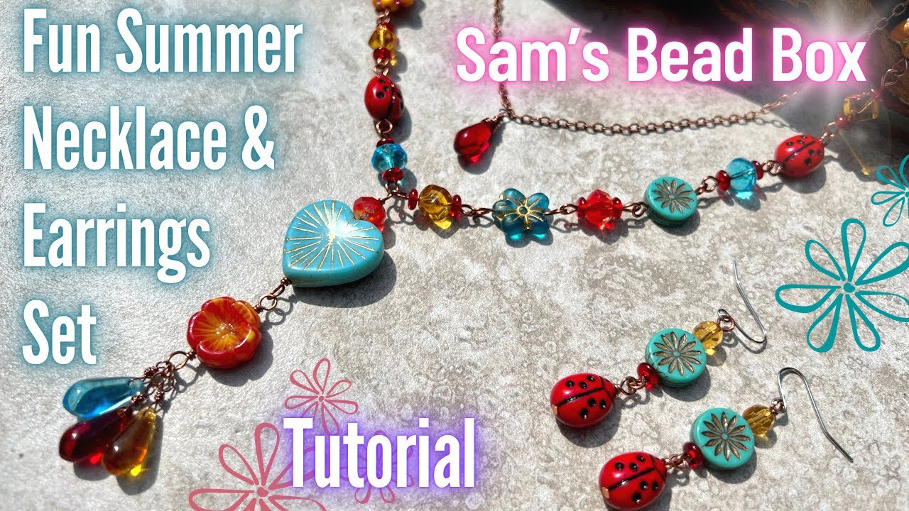 Fun Summer Necklace and Earring Set - Sam's Bead Box for June 2022 - Tutorial