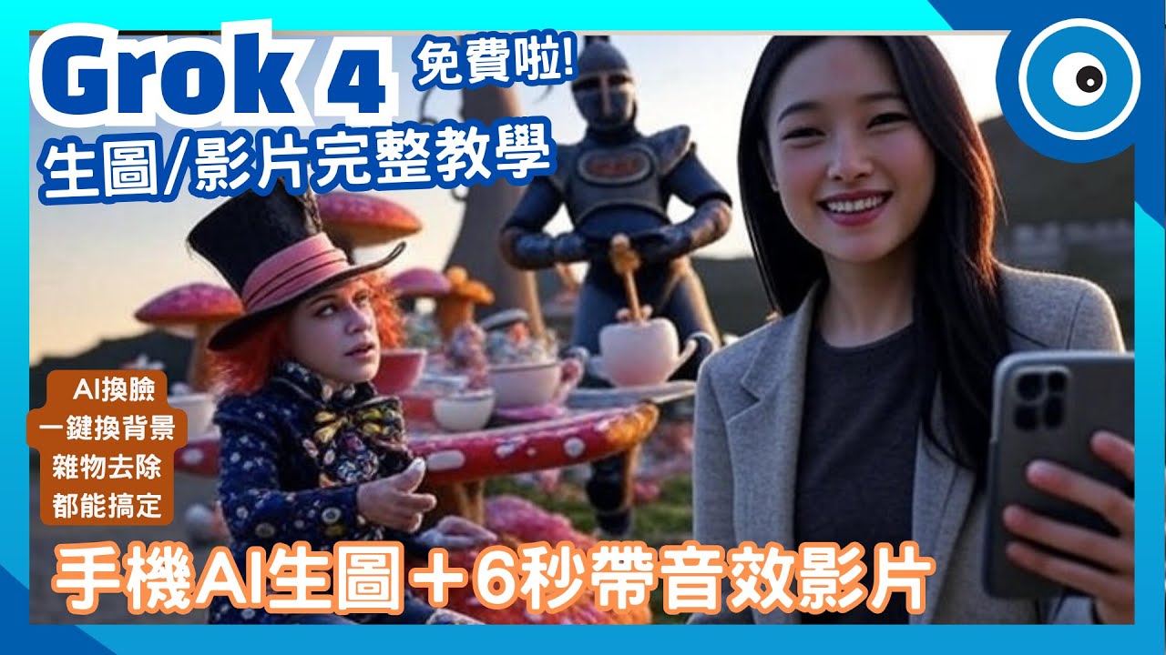 Grok 4生圖、生影片神器Imagine免費玩！手機AI生圖超快速＋6秒音效影片、上傳照片 AI 修圖換臉超猛