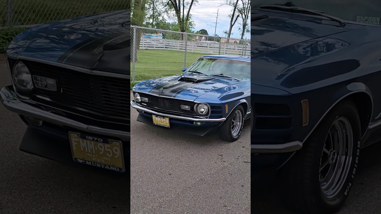 1970 Ford Mustang Mach 1 Blue Classic Drive By Engine Sound The Barn Car Show Livonia MI 2024