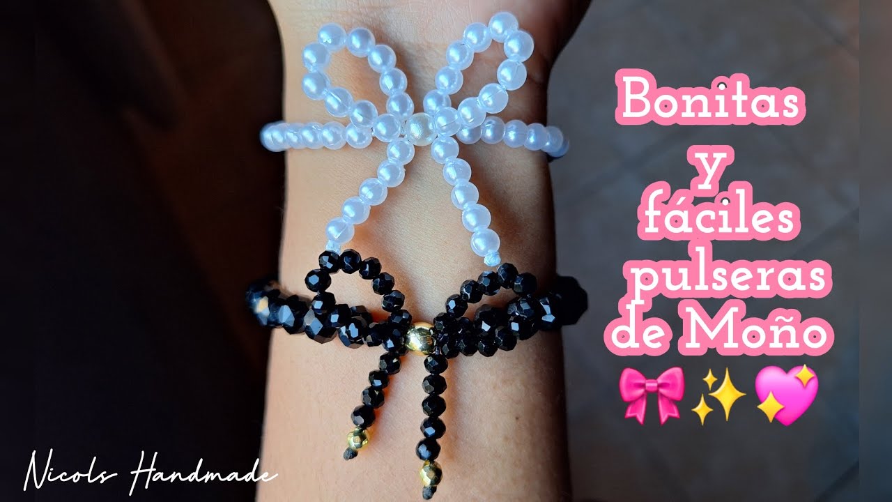 Bonitas pulseras de hilo elástico con Moño 🎀✨️🌷 Coquette