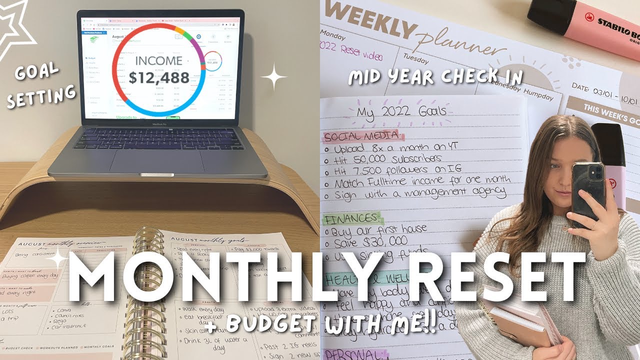 AUGUST MONTHLY RESET | mid year check in, budget with me + goal setting ✔️💰