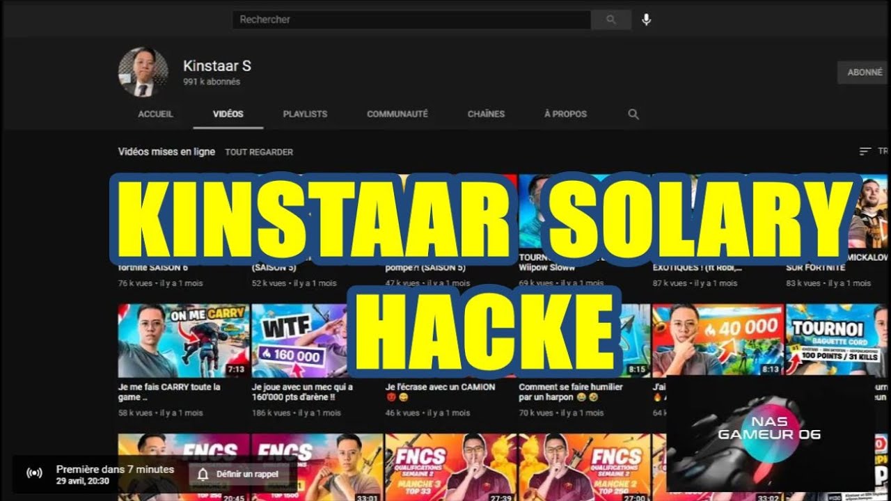 KINSTAAR PIRAT&Eacute; HACK&Eacute; SUR YOUTUBE SOLARY