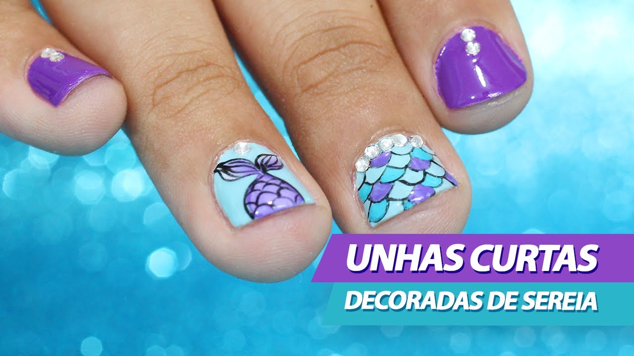 UNHAS CURTAS DECORADAS COM SEREIA PARA INICIANTE