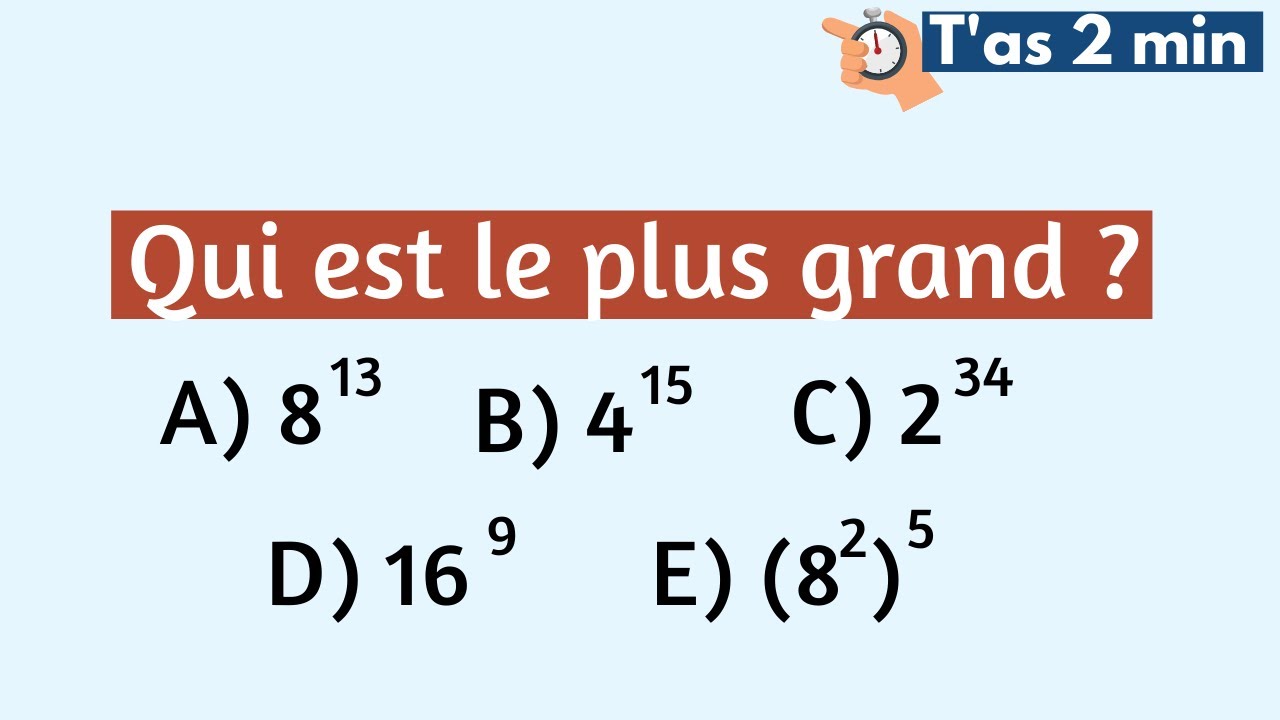 Qui est le plus grand parmi ces cinq puissances ?