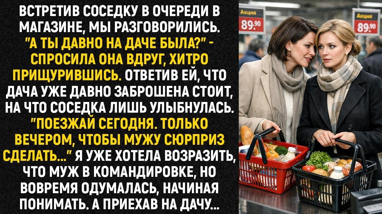 Встретив соседку в очереди в магазине, мы разговорились    А ты давно на даче была