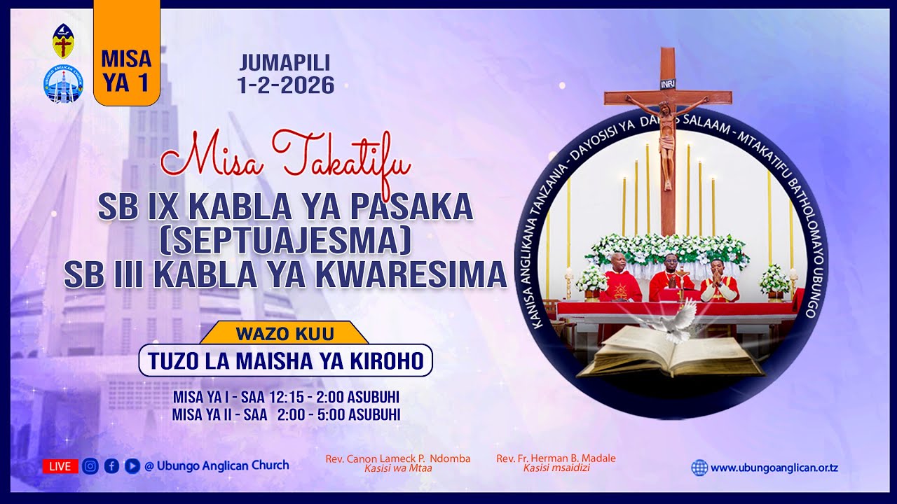 MISA #1 - SB IX KABLA YA PASAKA (SEPTUAJESMA) | TUZO LA MAISHA YA KIROHO - 1.2.2026